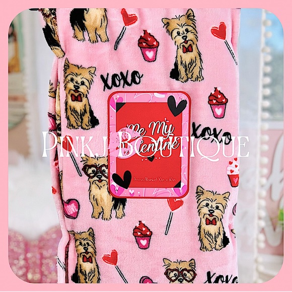 Other - 💗💌{Valentine’s YORKIE} Adorable Pink Xoxo Candy Love Decorative Throw Blanket!